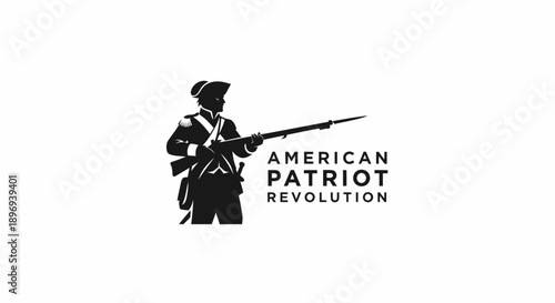 American Patriot Silhouette with Rifle Illustration.