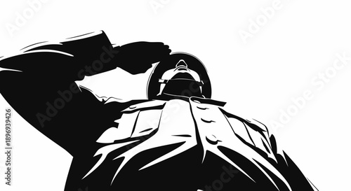 Man in Uniform Saluting with Pride.