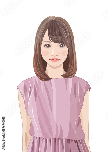 清楚若い女性上半身イラスト