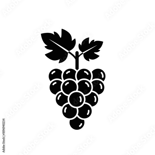 Grapes Fruit Icon Illustration – Fresh Vineyard Bunch Silhouette Symbol