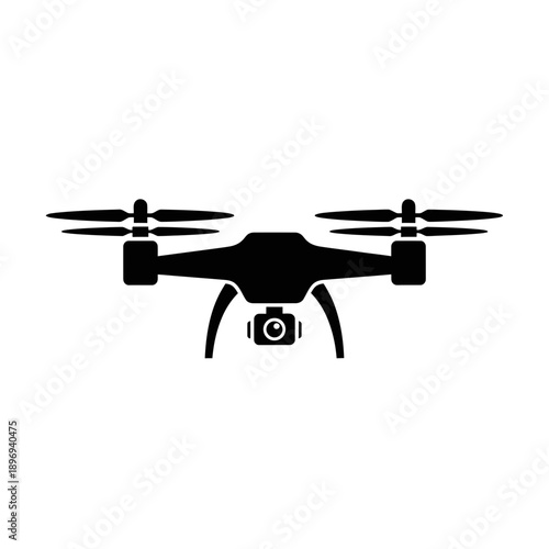 Drone Icon – Quadcopter Camera UAV Silhouette Illustration