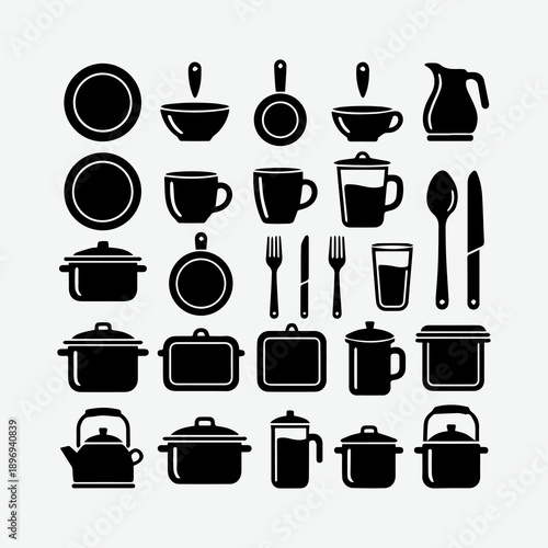 Black and white ink vector kitchen utensil icon 3.eps