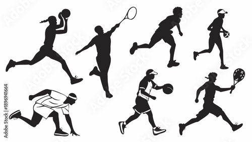 Dynamic Sports Silhouettes Set for Athletic Fitness Advertising Web Design and Sports Event Promotion