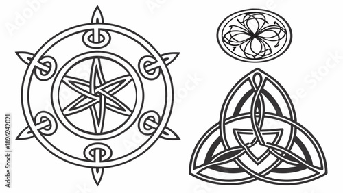 Celtic Knotwork Symbols Vector Set Pagan Wicca Spirituality Design for Tattoo Art Print Web Graphic