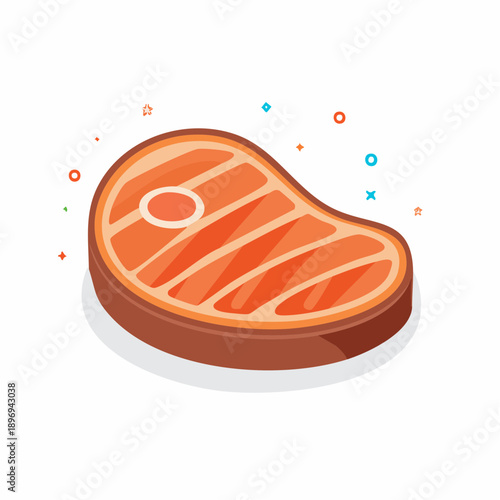 Grilled Salmon Steak with Grill Marks.