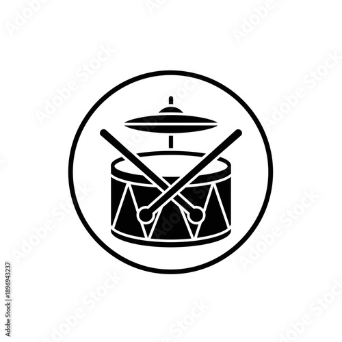 Drum and Cymbals Music Icon Percussion Instrument Minimal Vector Illustration