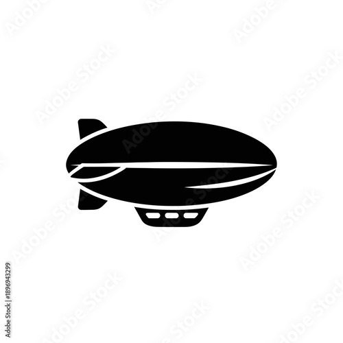 Airship Blimp Silhouette Icon Illustration – Zeppelin Flying Aircraft Symbol