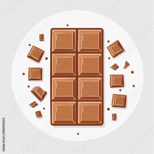 Chocolate Bar and Pieces on White.