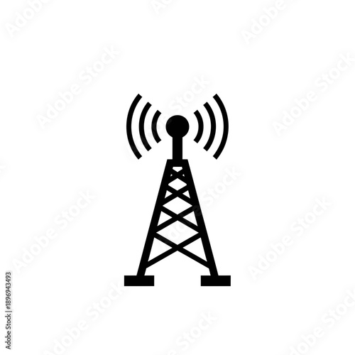 Wireless Signal Tower Icon Communication Antenna Network Broadcast Vector Illustration