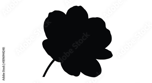 Simple black silhouette of a four leaf clover against a white background