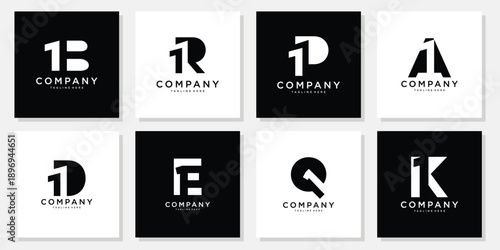 Collection of modern and minimalist company logo designs, featuring initial letters integrated with the number one, suitable for unique corporate branding and identity solutions