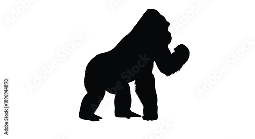 Silhouette of a gorilla walking on all fours facing right
