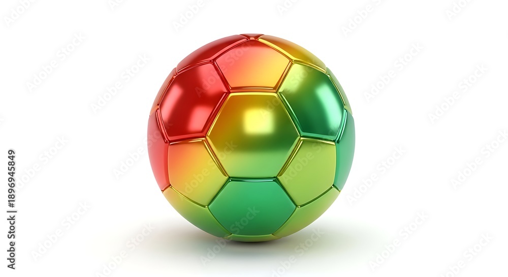 Naklejka premium Vibrant multicolored soccer ball on white background