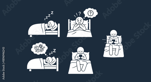 People struggling with sleep and technology use at night.