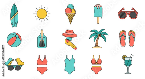 Summer Vacation Icons Collection.
