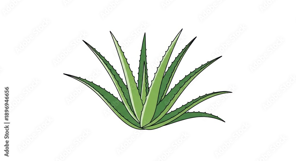 Obraz premium Illustration of an aloe vera plant on a white background.
