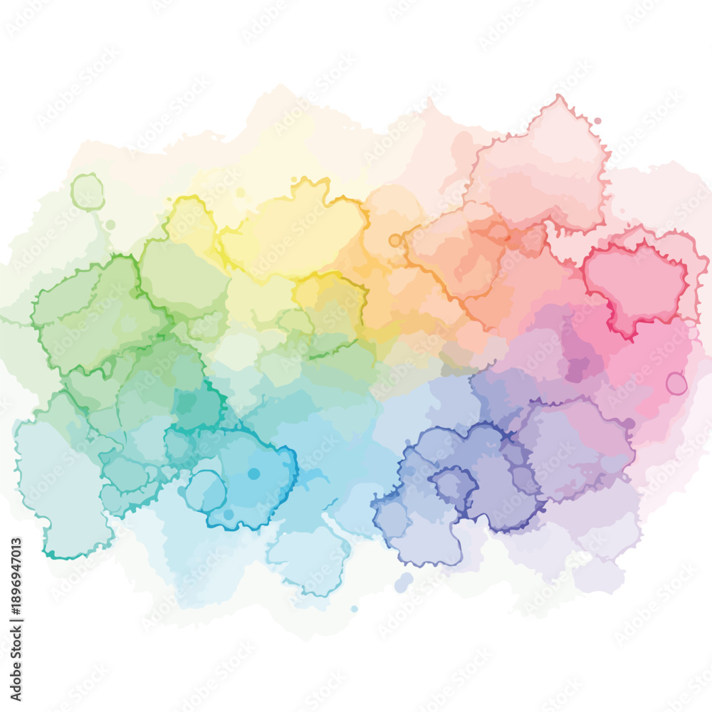 Obraz premium A vibrant, seamless rainbow watercolor texture vector with a soft blended, organic color flow and translucent gradient, perfect for printing on a clean white background.