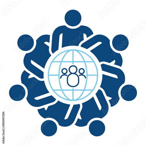A group of people encircling a globe symbolizing unity and global connection silhouette high quality professional