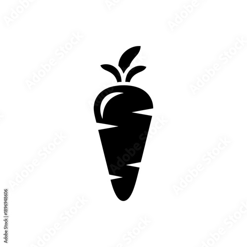 Carrot Icon Silhouette – Fresh Vegetable Food Vector Illustration