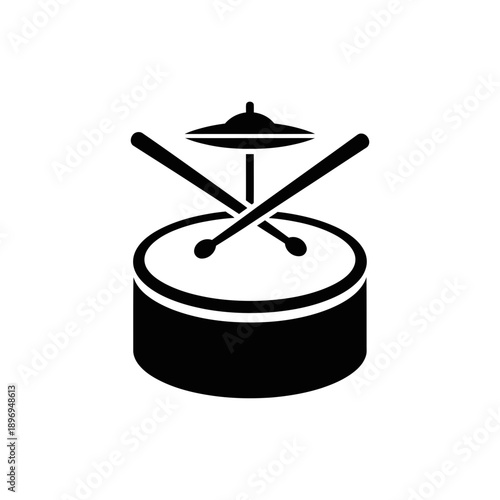 Drum and Cymbals Music Icon Percussion Instrument Minimal Vector Illustration
