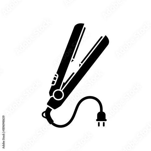 Hair Straightener Icon Illustration – Flat Iron Styling Tool Silhouette