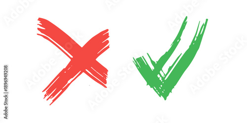 tick and Cross sign elements. vector buttons for vote, election choice, check marks, approval signs design. Red X and green OK symbol icons check boxes.