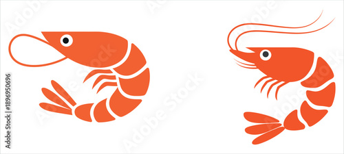 Vibrant orange shrimp icons in different poses.