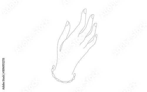 Delicate hand wearing a bracelet in minimal line art