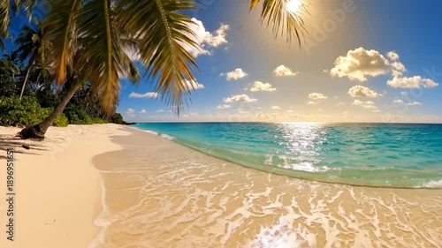 Wallpaper Mural Idyllic Tropical Beach Paradise: Palm Trees, White Sand and Turquoise Sea, Perfect Holiday Retreat Torontodigital.ca