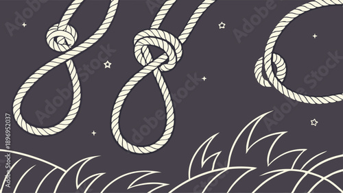 Hanging Nooses and Rough Seas Symbolizing Danger Risk or Despair for Dramatic Storytelling Illustration