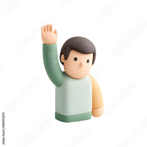 Clay student raising hand icon representing participation and le