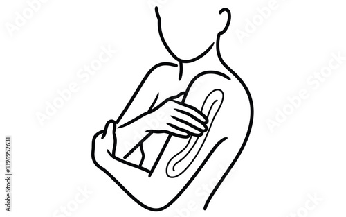 Applying Lotion to Arm, Minimalist Line Art, Skincare and Self Care