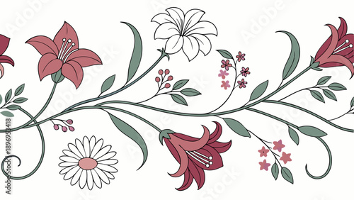 Elegant Floral Border Design for Wedding Invitations Scrapbooking Wallpaper Textiles Vintage Romantic Spring Decor