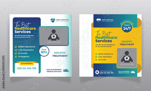 Medical healthcare social media banner design and web banner template