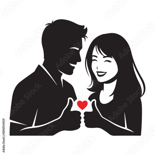 Love Approval Concept Couple Silhouette Illustration