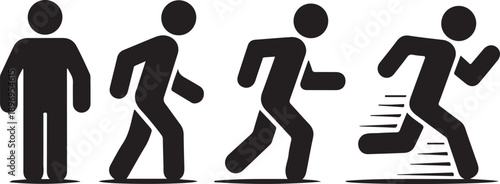 Obraz na plátně Man stands, walk and run icon set