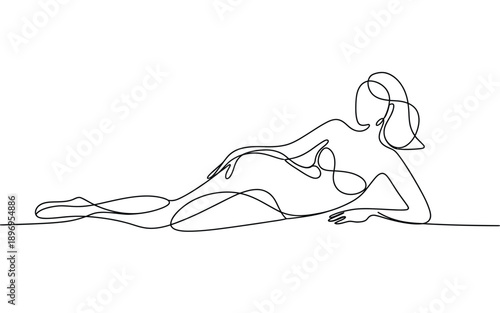 Woman lying down, sensual line art illustration
