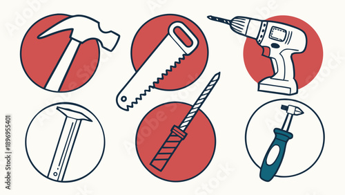 Hand Tools Illustration for Home Repair DIY Projects Construction Blueprint Design Elements for Manual Labor and Carpentry Success