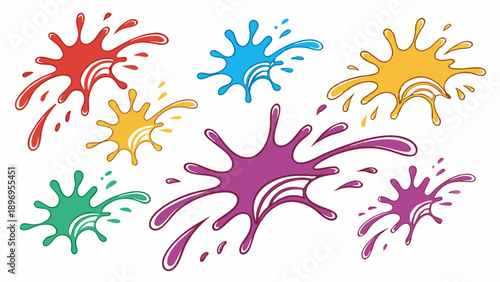 Vibrant Colorful Paint Splatters for Kids Party Invitations Fun Splash Design Elements for Creative Projects and Joyful Art Backgrounds