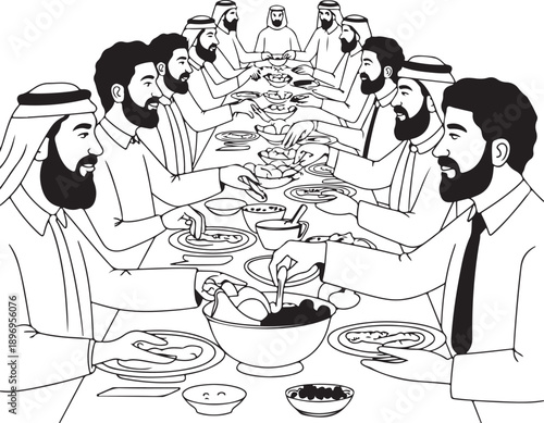 People gathered for iftar meal during ramadan celebration