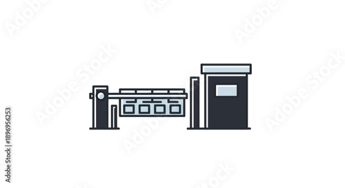 Vector Illustration of Parking Barrier and Control Booth.