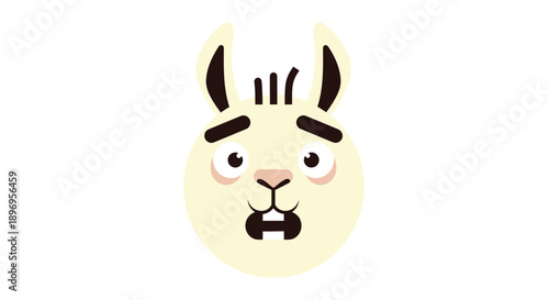 Cartoon Llama Face with Expressive Eyes and Fur Detail.