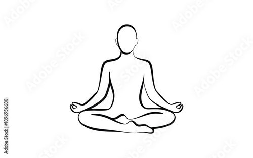 Person meditating in lotus position, simple line art, abstract