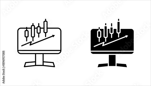 Line icon illustrating business balance and decision flow using a scale symbol with directional arrows. Represents fairness, risk management, evaluation, and strategic business movement. Ideal for fin