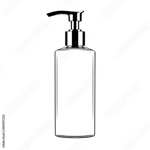 Clear Soap Dispenser with Black Pump on White Background