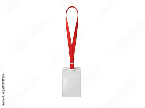 Blank white id card with red lanyard