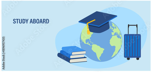 Study aboard global travel education vector illustration