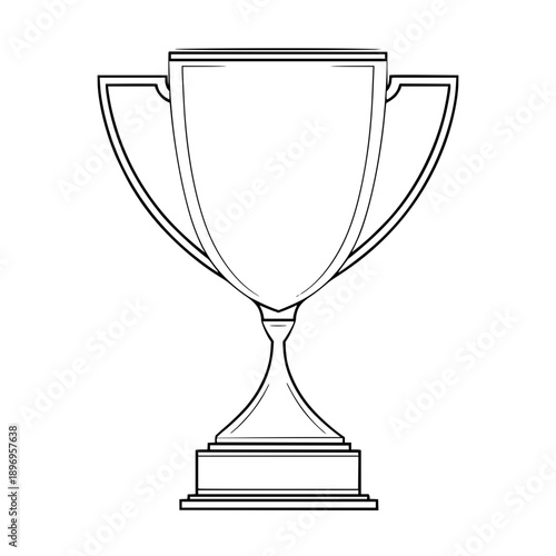 Trophy Cup on Pedestal Isolated on White Background