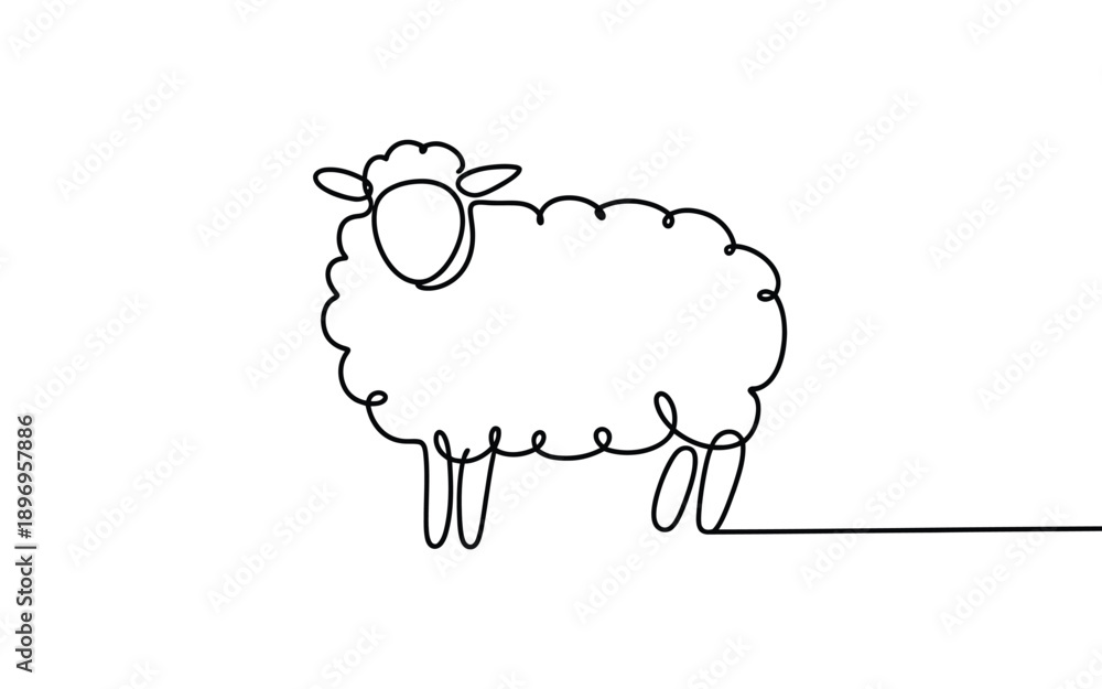 Obraz premium Sheep Continuous Line Art
