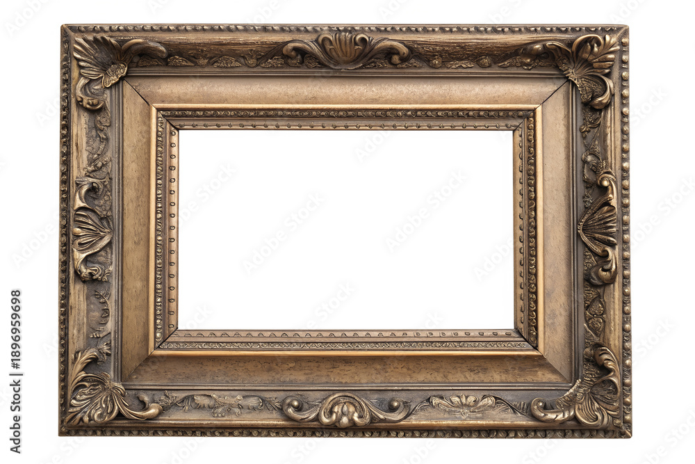 Fototapeta premium Antique golden picture frame isolated on white background, luxury decor